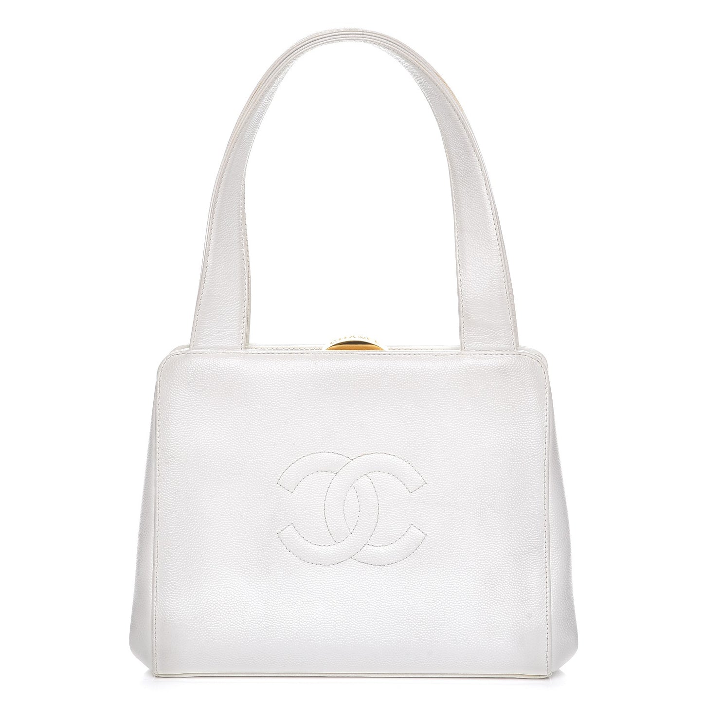 Caviar CC Frame Evening Bag White