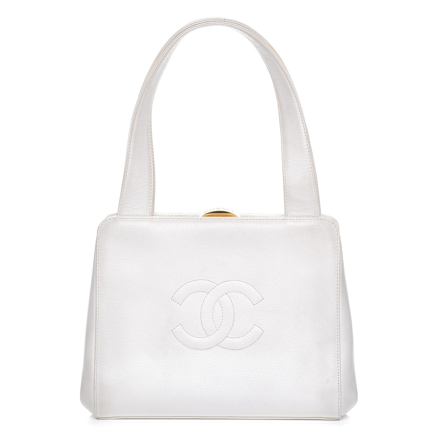 Chanel Caviar CC Frame Evening Bag White 1 of 12