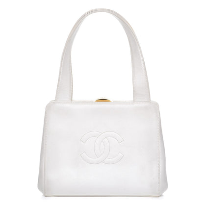 Chanel Caviar CC Frame Evening Bag White 1 of 12