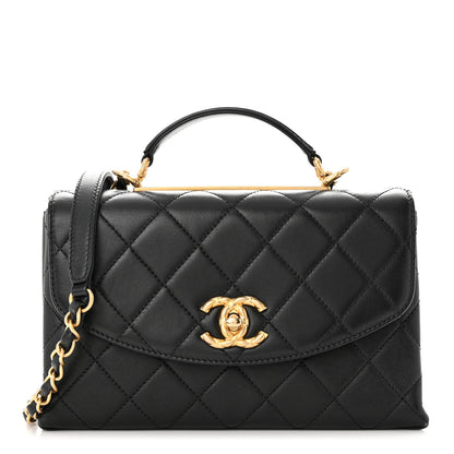 Chanel Lambskin Quilted Trendy Spirit Top Handle Flap Black 1 of 11