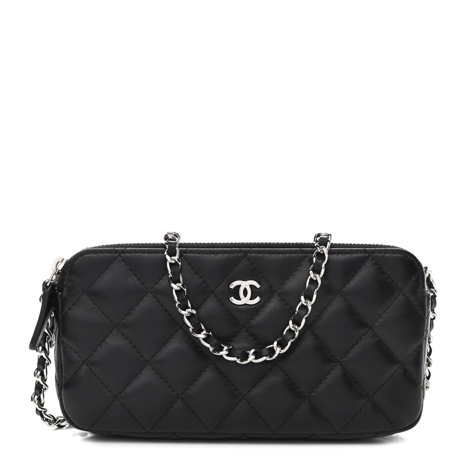 Chanel Lambskin Quilted Small Clutch With Chain Black 1 of 11
