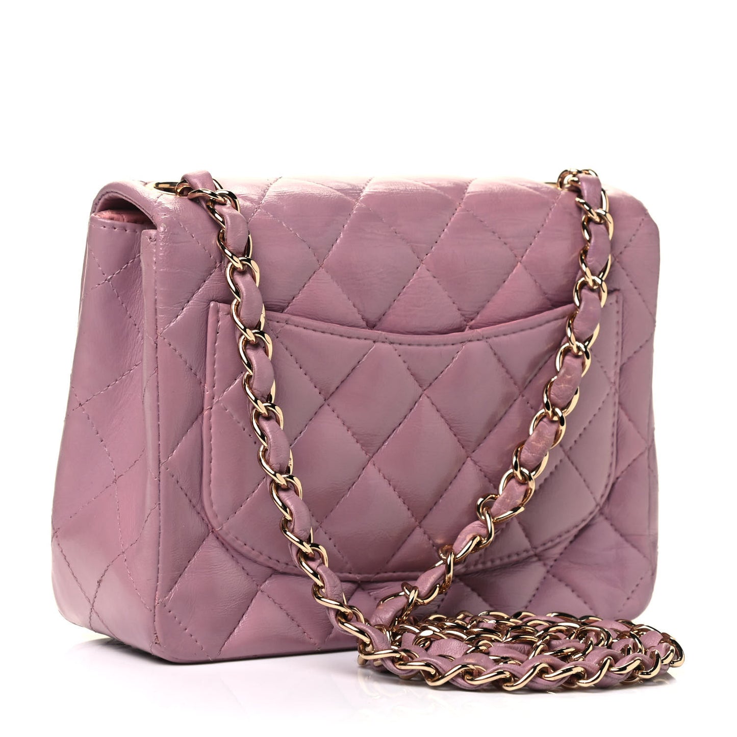 Lambskin Quilted Mini Square Flap Light Pink