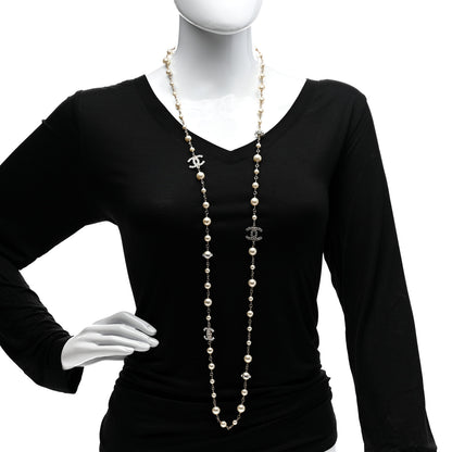 Chanel Pearl Crystal CC Necklace Gold 2 of 6
