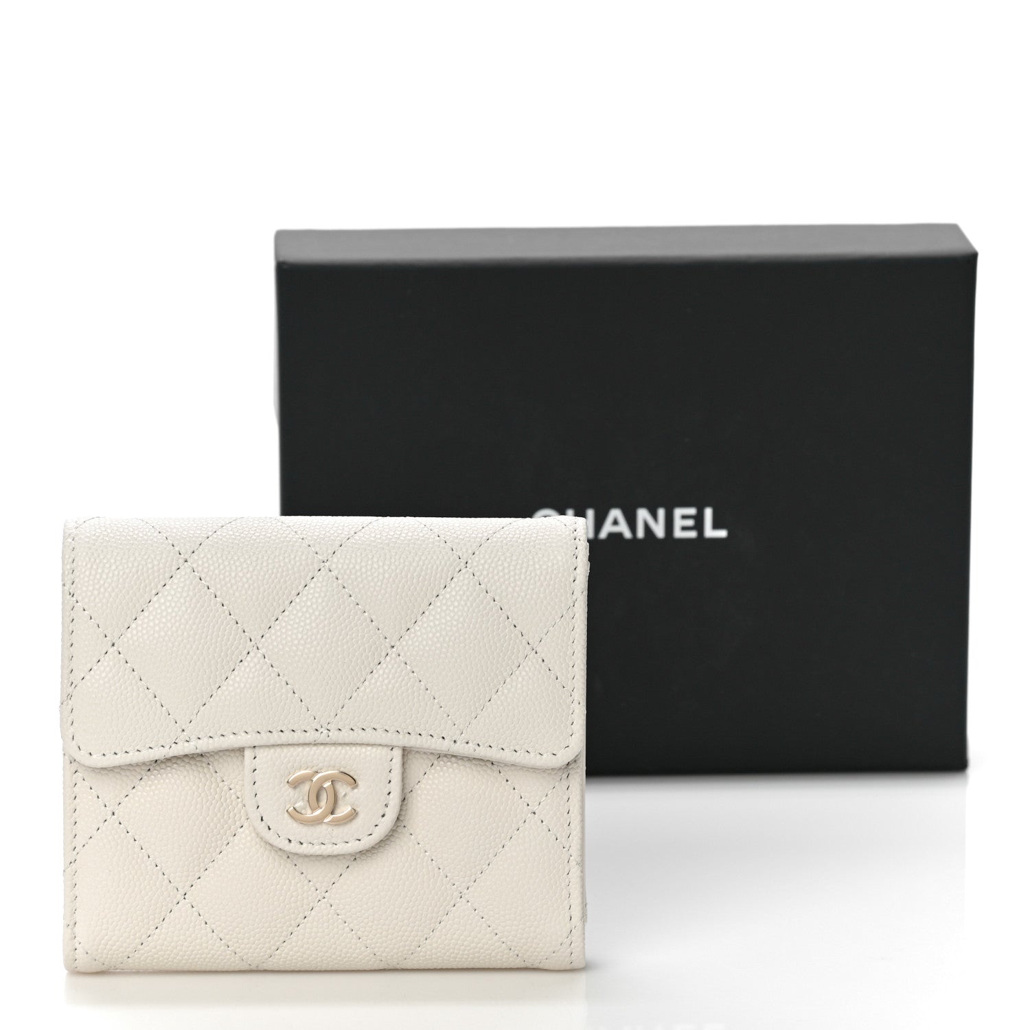 Chanel Caviar Quilted Compact Flap Wallet White 12 of 12