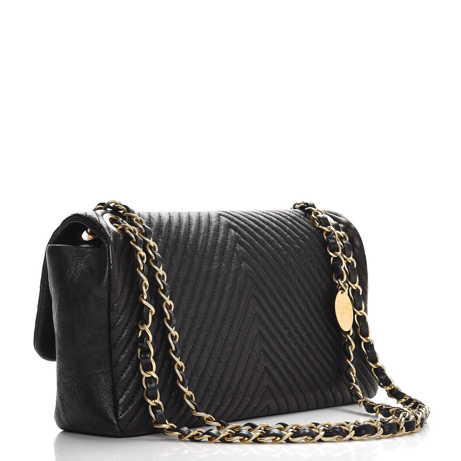 Chanel Calfskin Chevron Quilted Medium Surpique Flap Black 4 of 8
