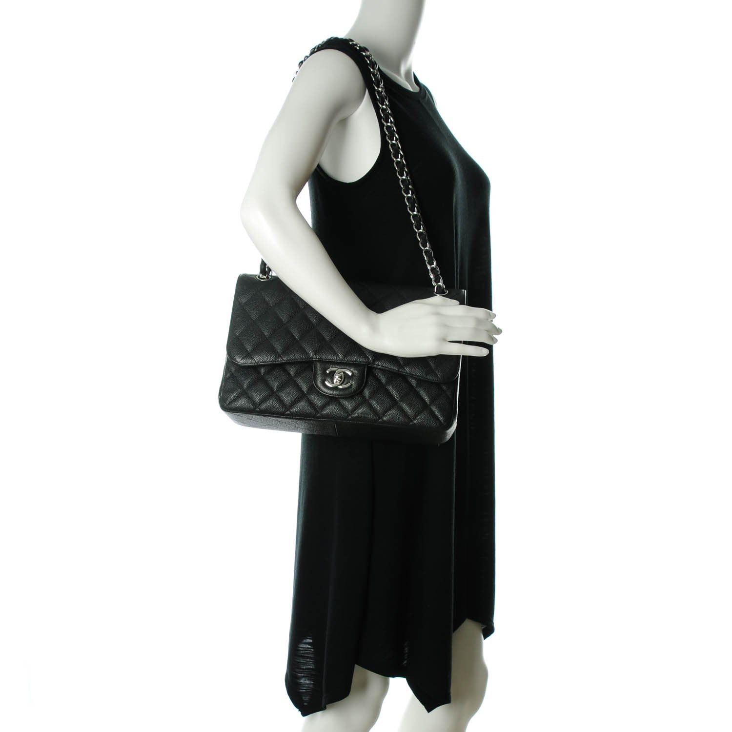 Chanel Caviar Quilted Jumbo Double Flap Black 2 of 8