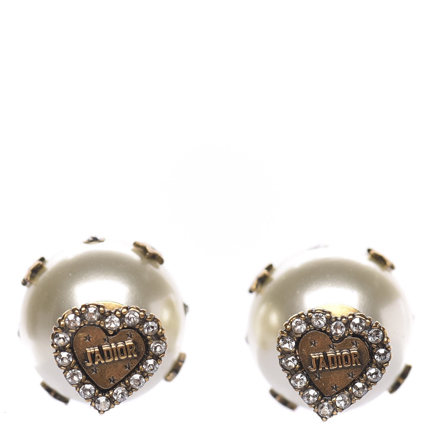Christian Dior Pearl Crystal Heart J'Adior Mise En Dior Tribal Earrings 2 of 4