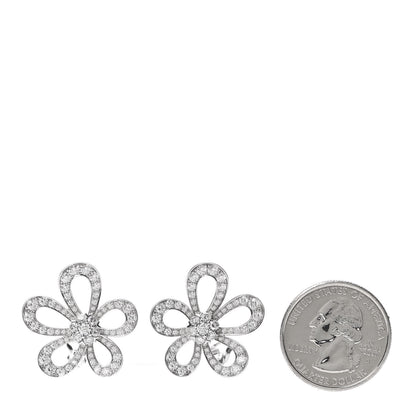 Van Cleef & Arpels 18K White Gold Diamond Flowerlace Earrings 2 of 6