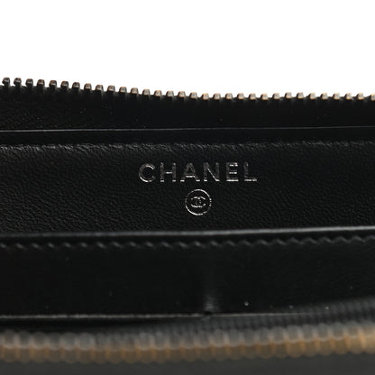 Chanel Lambskin Chevron Quilted Zip Around Wallet So Black 6 of 9