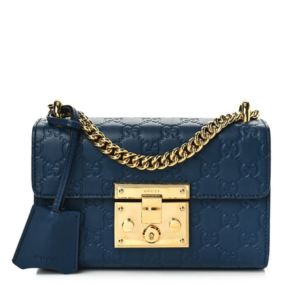 Gucci Guccissima Small Padlock Shoulder Bag Blue Agata 1 of 13