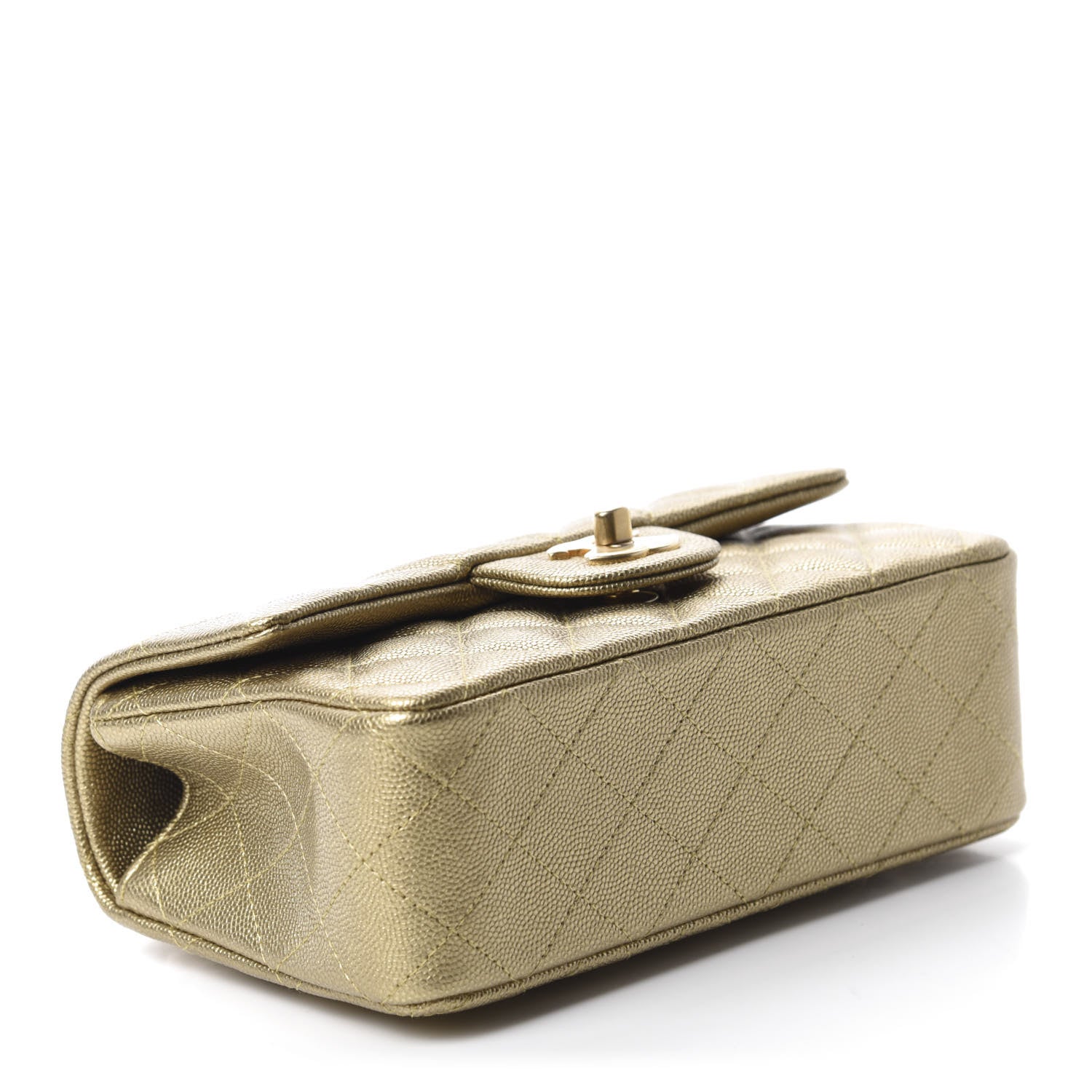 Chanel Metallic Caviar Quilted Mini Top Handle Rectangular Flap Gold 4 of 10