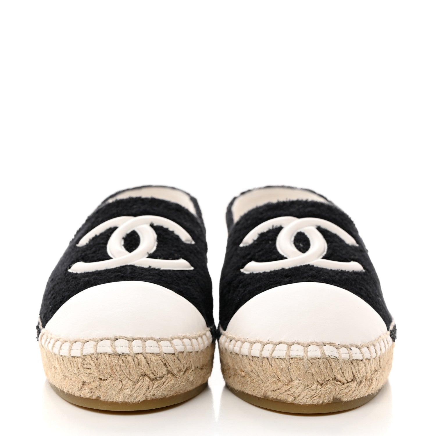 Chanel Cotton Lambskin CC Espadrilles 39 Black White 2 of 9