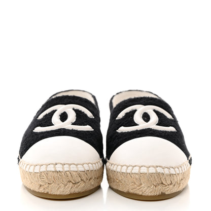 Chanel Cotton Lambskin CC Espadrilles 39 Black White 2 of 9