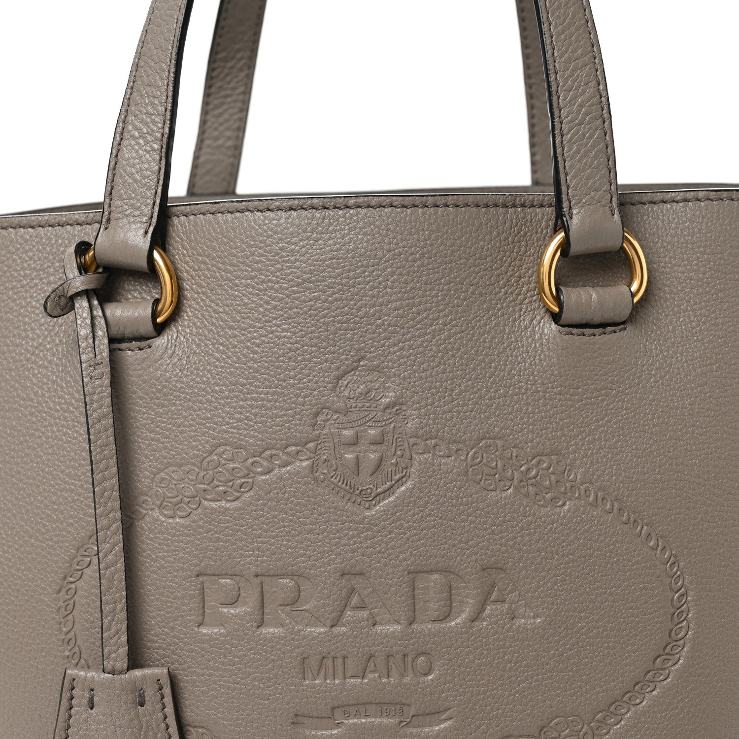 Prada Vitello Phenix Embossed Logo Tote Argilla 9 of 11