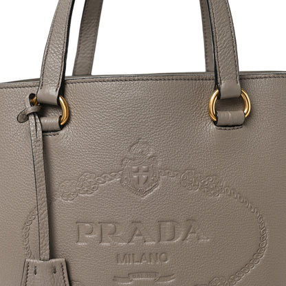 Prada Vitello Phenix Embossed Logo Tote Argilla 9 of 11