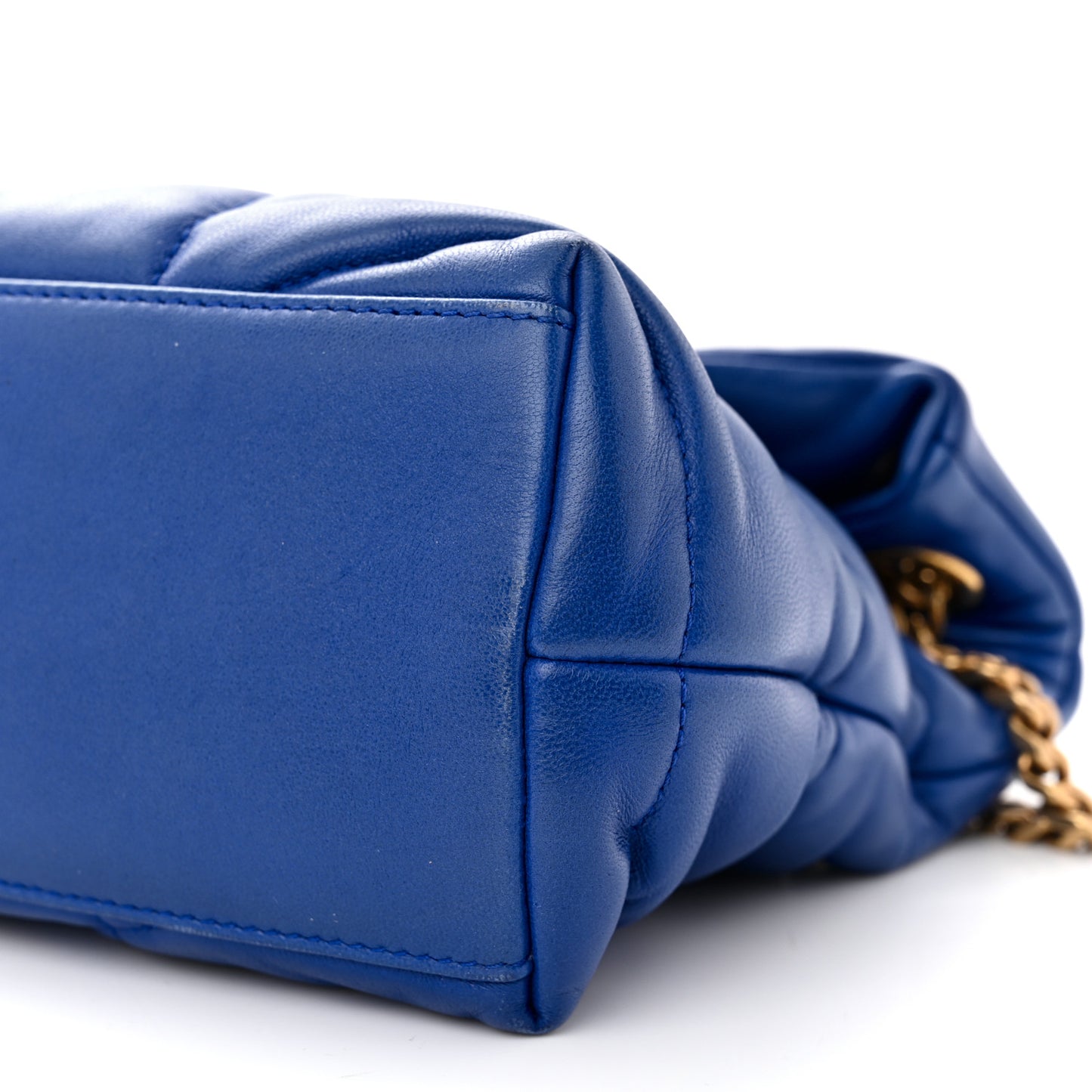 Lambskin Quilted Small Loulou Puffer Monogram Chain Satchel Majorele Blue