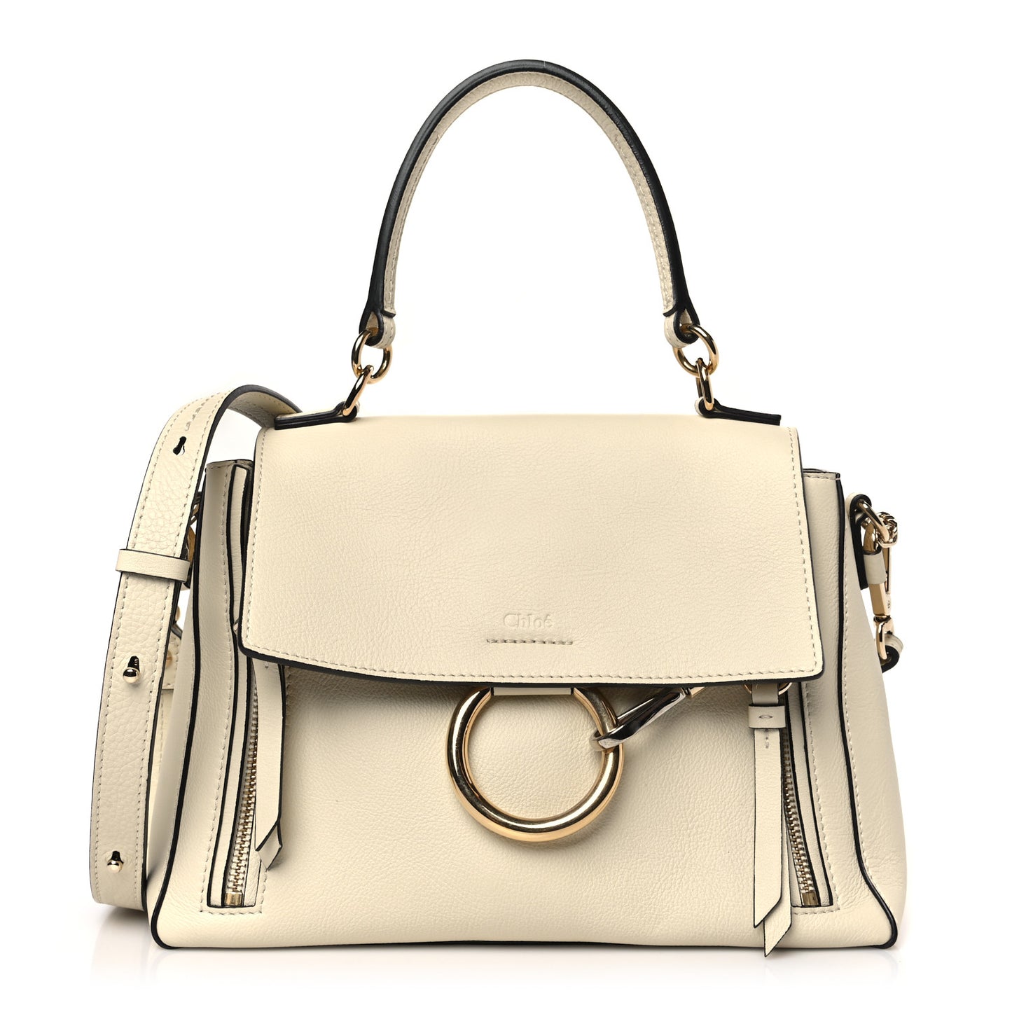 Calfskin Small Faye Day Shoulder Bag Off White