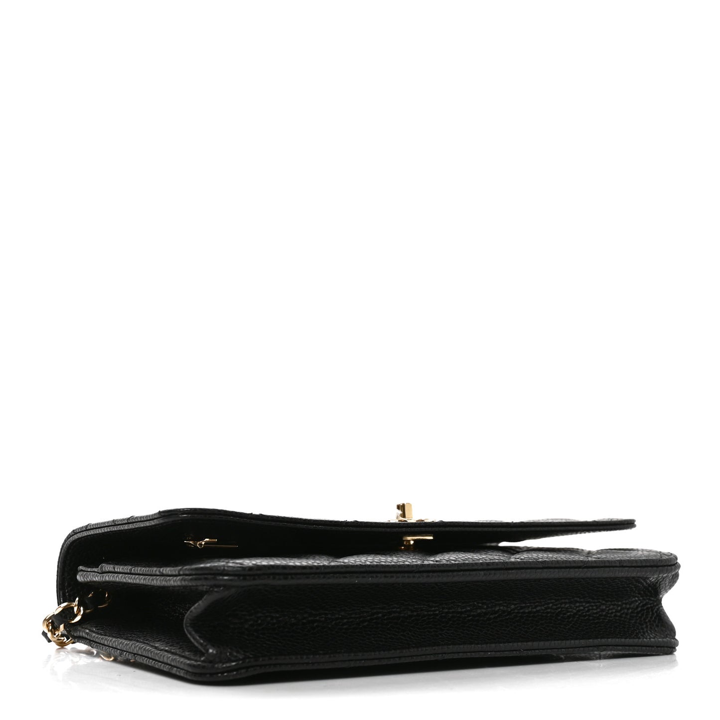 Caviar Quilted CC Turnlock Wallet On Chain WOC Black