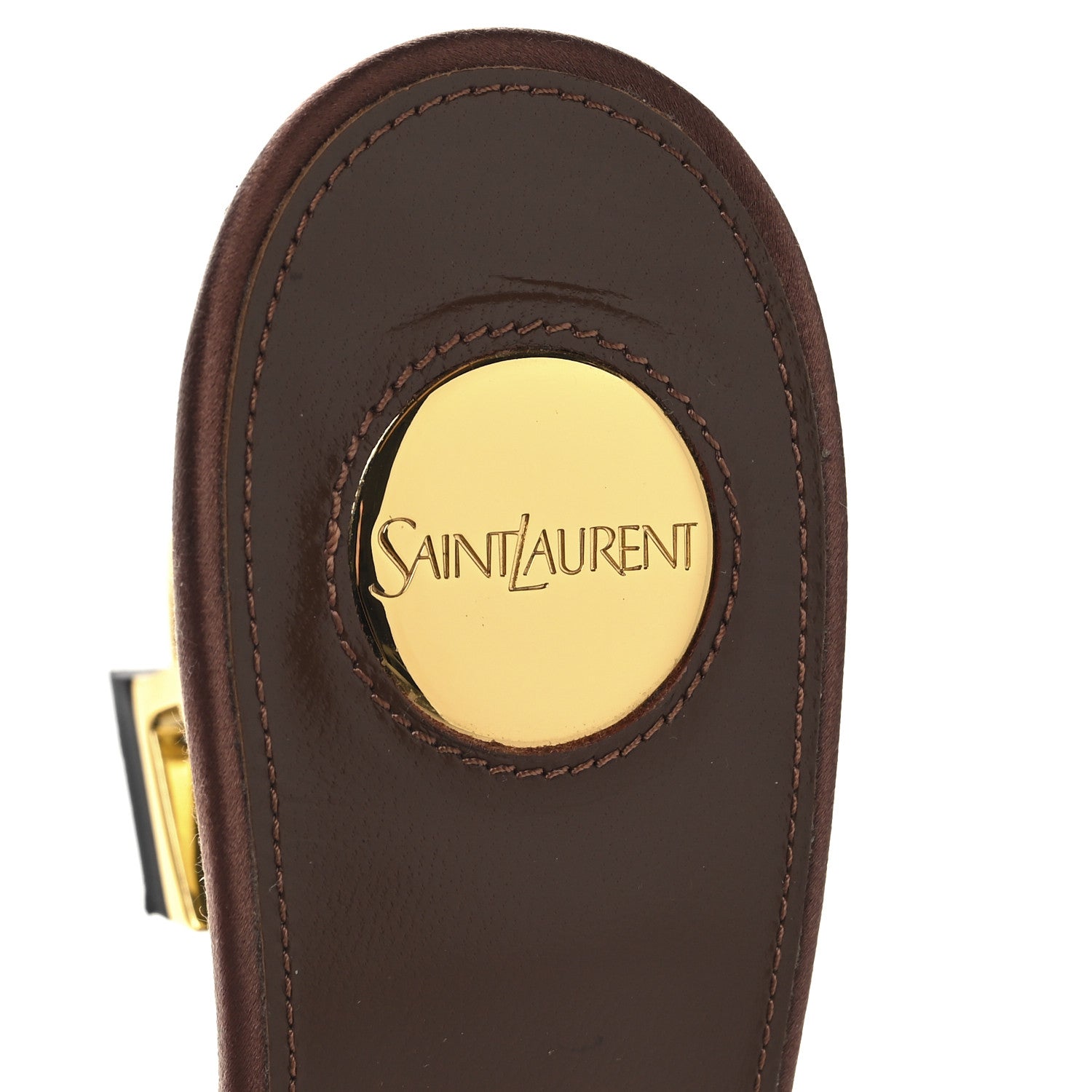 Saint Laurent Crepe Satin Crystal Opyum Mules 39 Manioc 39 Brown 9 of 9