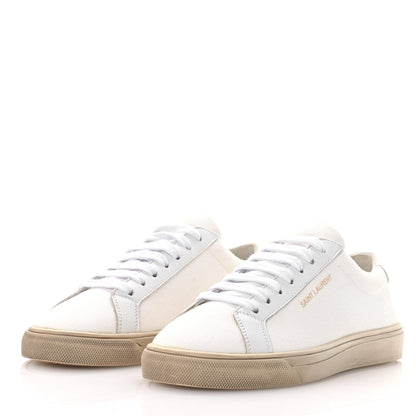 Saint Laurent Canvas Nappa Elba Moon Plus Andy Low Top Sneakers 35 Off White 4 of 9