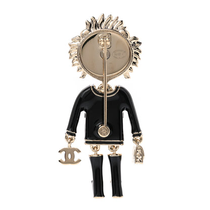 Chanel Enamel Crystal Pearl CC Lion Brooch Black White 3 of 5