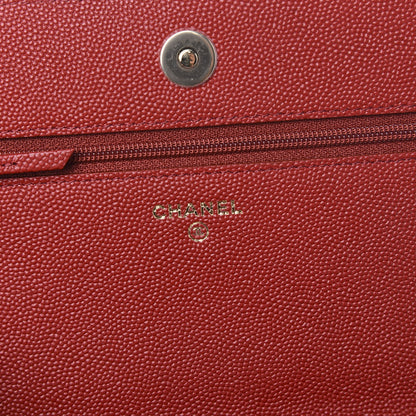 Chanel Caviar Quilted Vintage Mademoiselle Wallet On Chain WOC Red 6 of 10