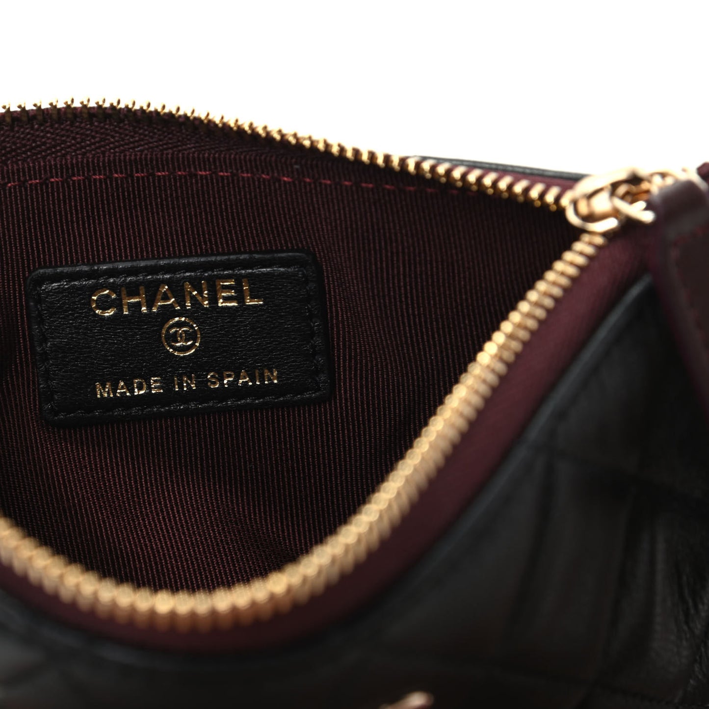 Lambskin Quilted Small Cosmetic Case Black