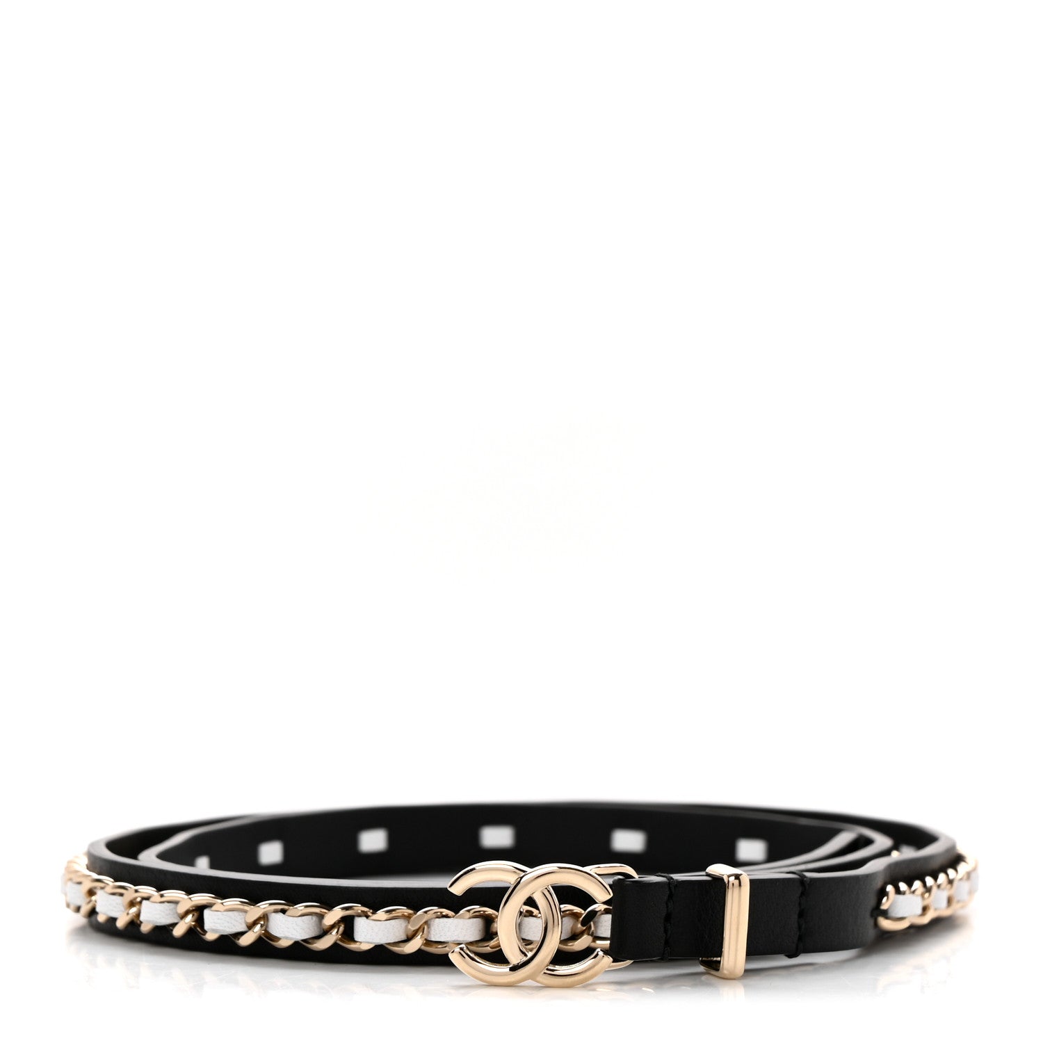 Chanel Calfskin Metal CC Chain Belt 70 28 Black White 1 of 5