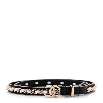 Chanel Calfskin Metal CC Chain Belt 70 28 Black White 1 of 5