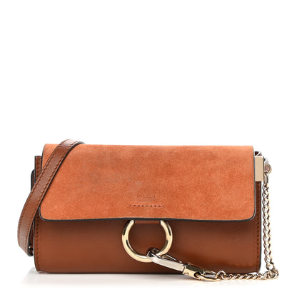 Chloe Suede Calfskin Mini Faye Shoulder Bag Tobacco 1 of 13