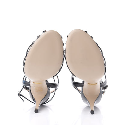 Gucci Vernice Crystal Sandals 39 Black 5 of 8