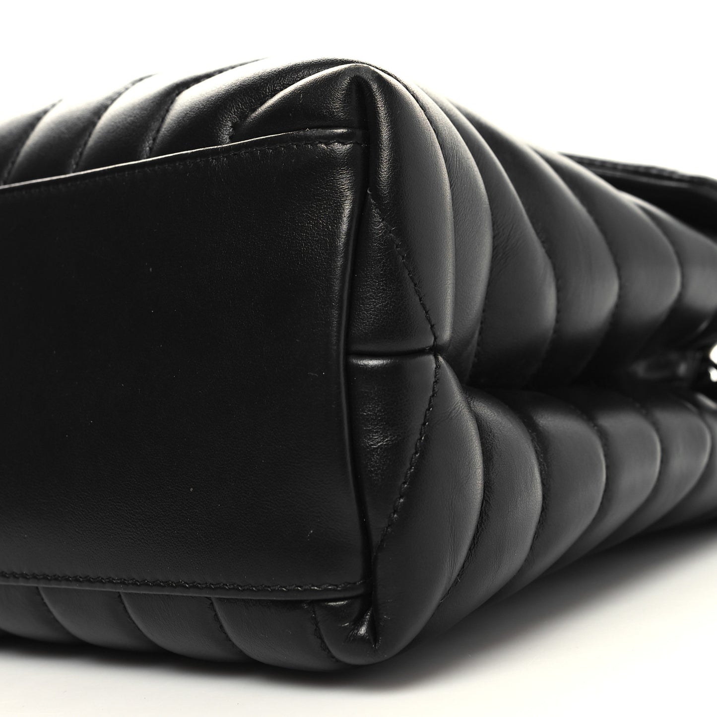 Calfskin Y Quilted Monogram Monochrome Medium Loulou Chain Satchel Black