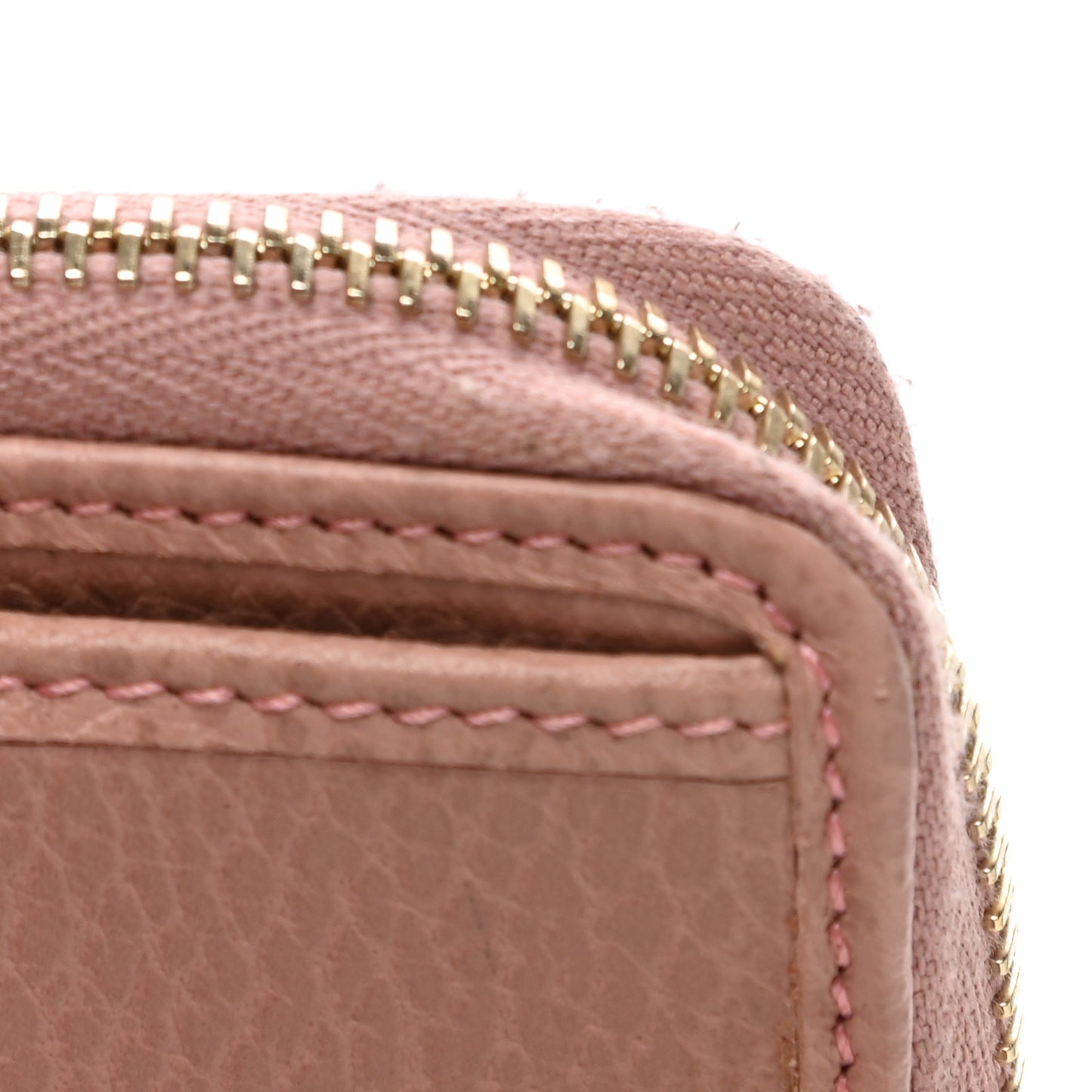 Monogram Dollar Calfskin Zip Around French Flap Wallet Beige Ebony Soft Pink