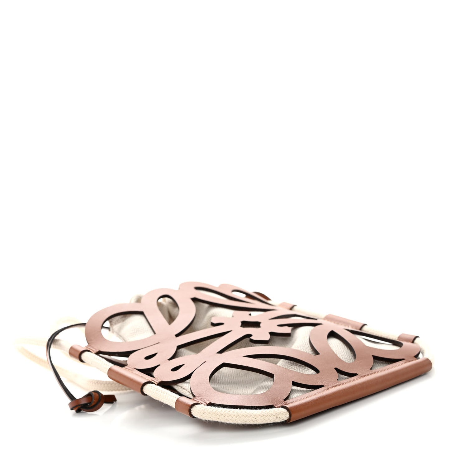 Smooth Calfskin Small Anagram Cutout Tote Tan Beige