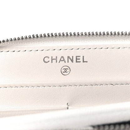 Chanel Caviar Quilted Coco Chanel Logo CC Large Gusset Zip Around Wallet White 6 of 9