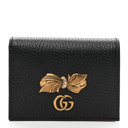 Gucci Calfskin GG Marmont Bow Card Case Black 1 of 7