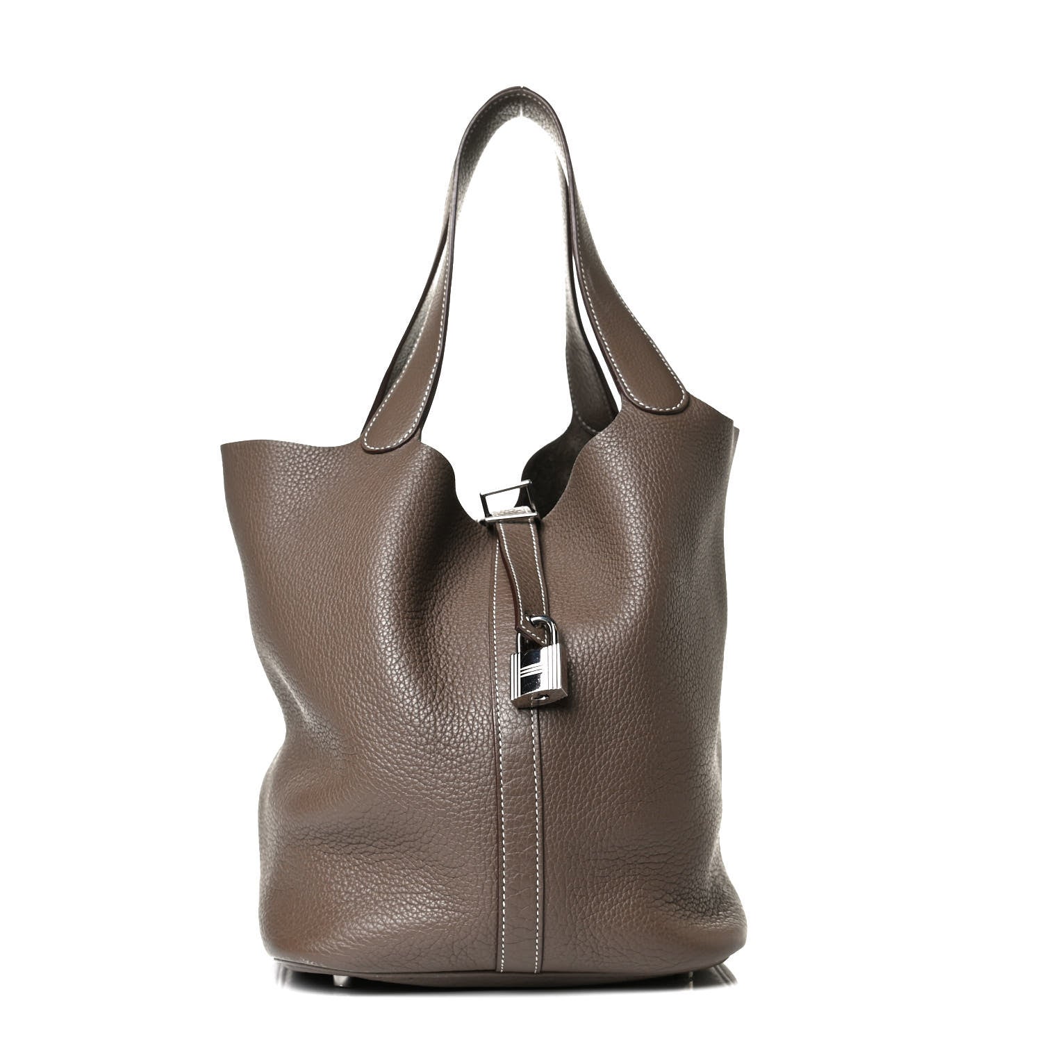 Hermes Taurillon Clemence Picotin Lock 26 GM Etoupe 1 of 14