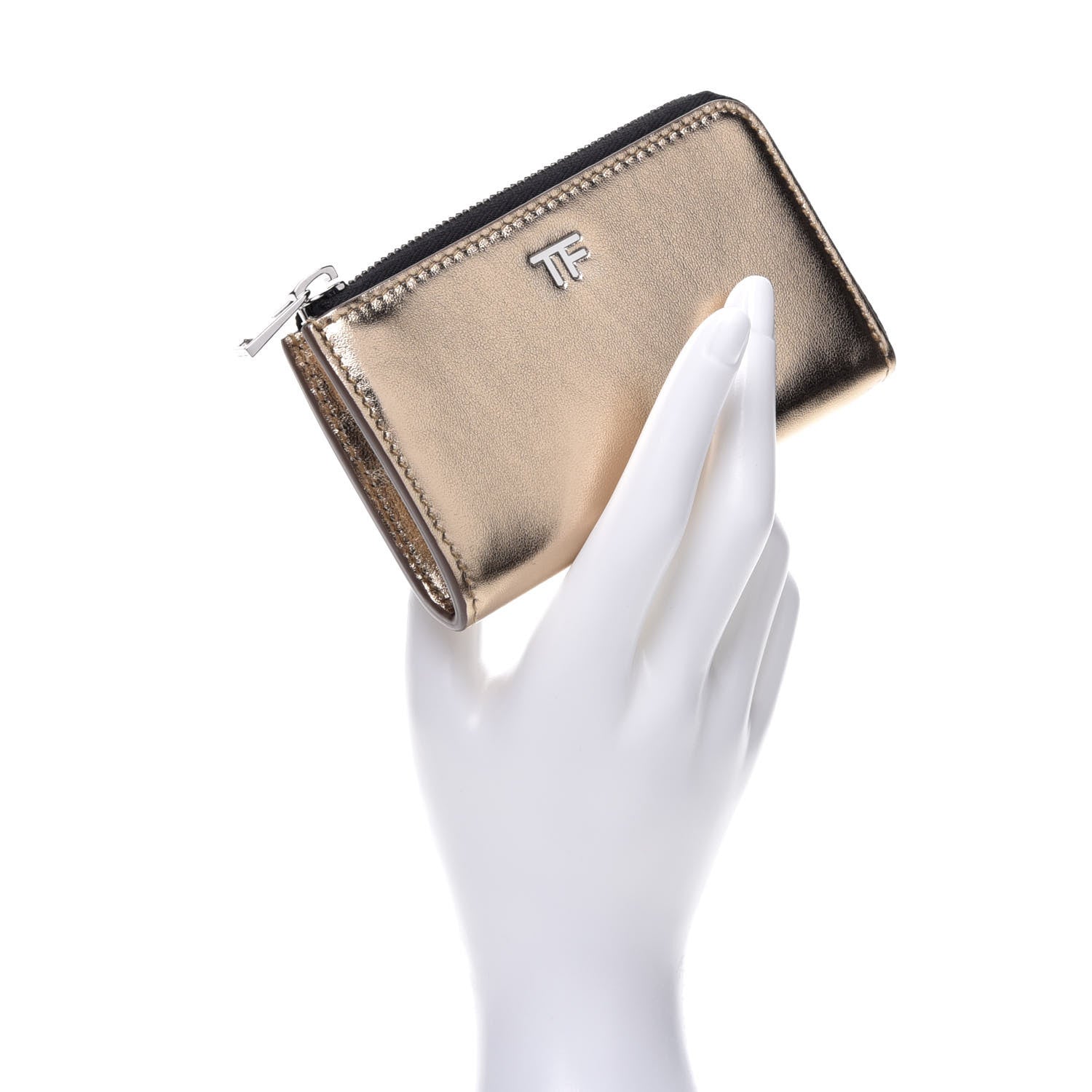Tom Ford Metallic Sheepskin Key Pouch Gold 2 of 6