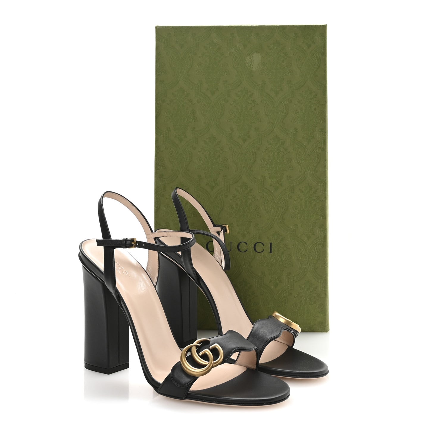 Lifford Calfskin GG Marmont Ankle Wrap 105mm Sandals 41 Black