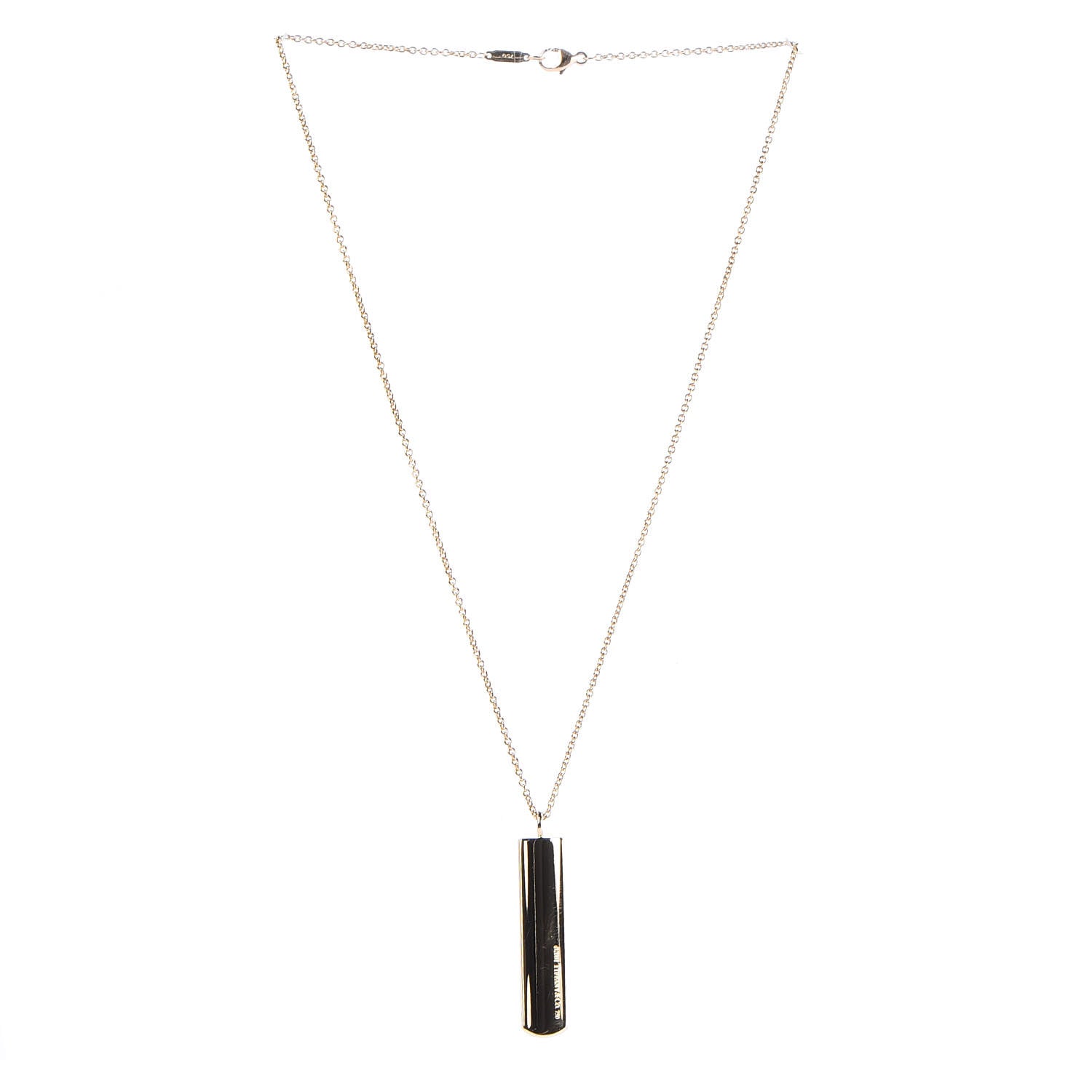 Tiffany 18K Yellow Gold 1837 Bar Pendant Necklace 3 of 7