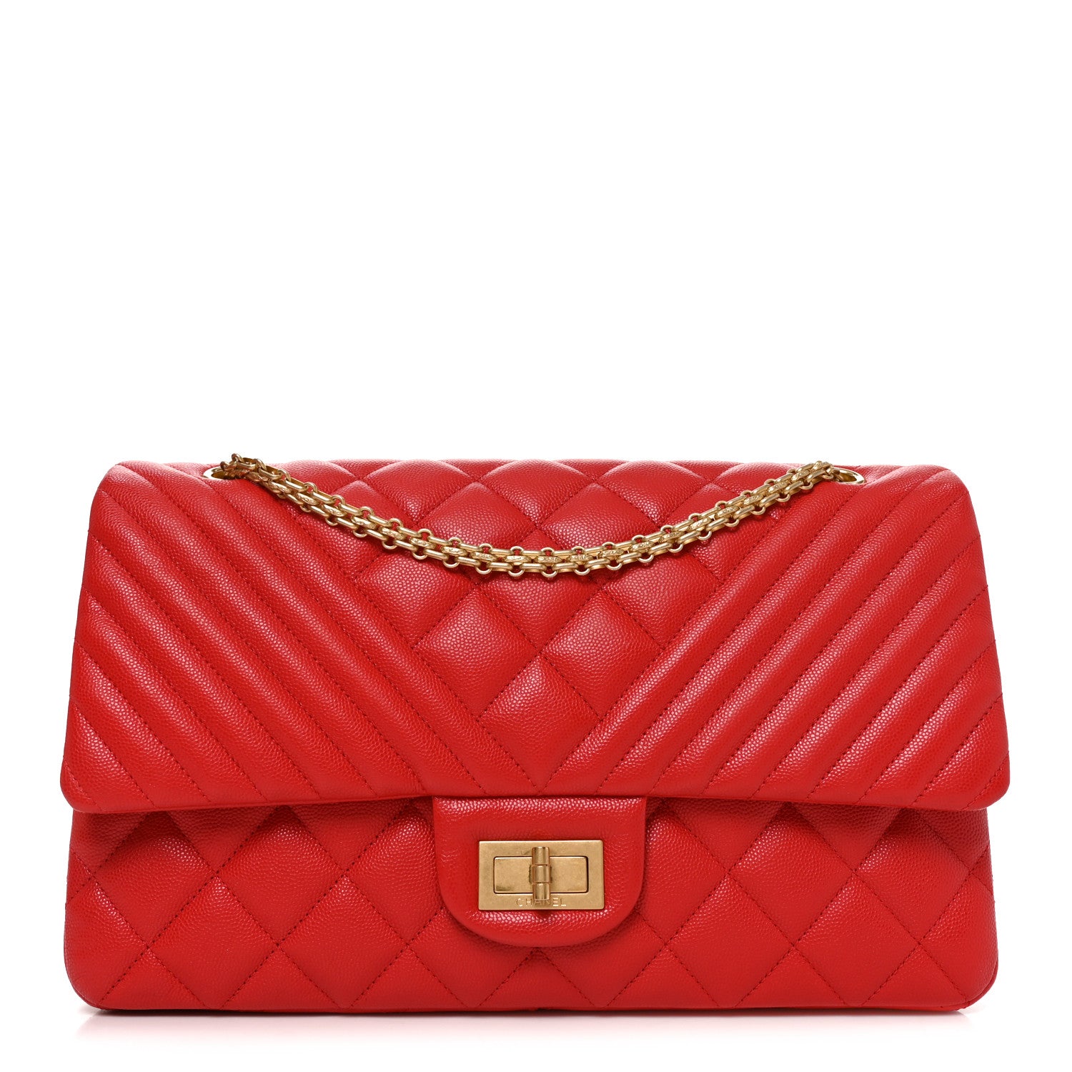 Chanel Caviar Chevron Quilted 2.55 Reissue 227 Flap Red 1 of 10