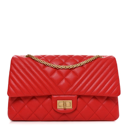 Chanel Caviar Chevron Quilted 2.55 Reissue 227 Flap Red 1 of 10