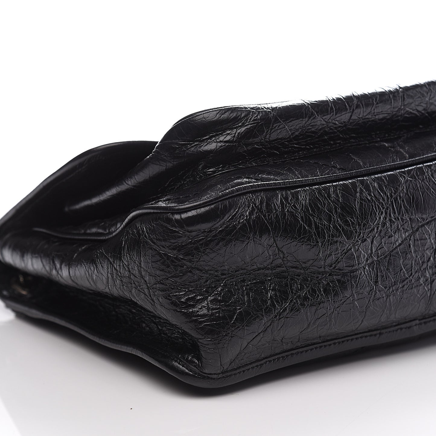 Crinkled Calfskin Matelasse Monogram Medium Niki Chain Satchel Black