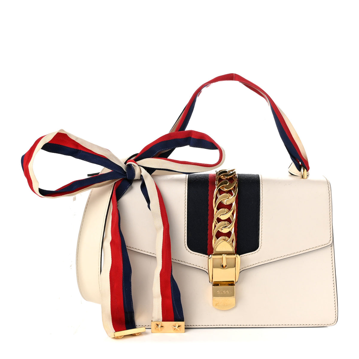 Gucci Calfskin Small Sylvie Shoulder Bag Off White 1 of 12