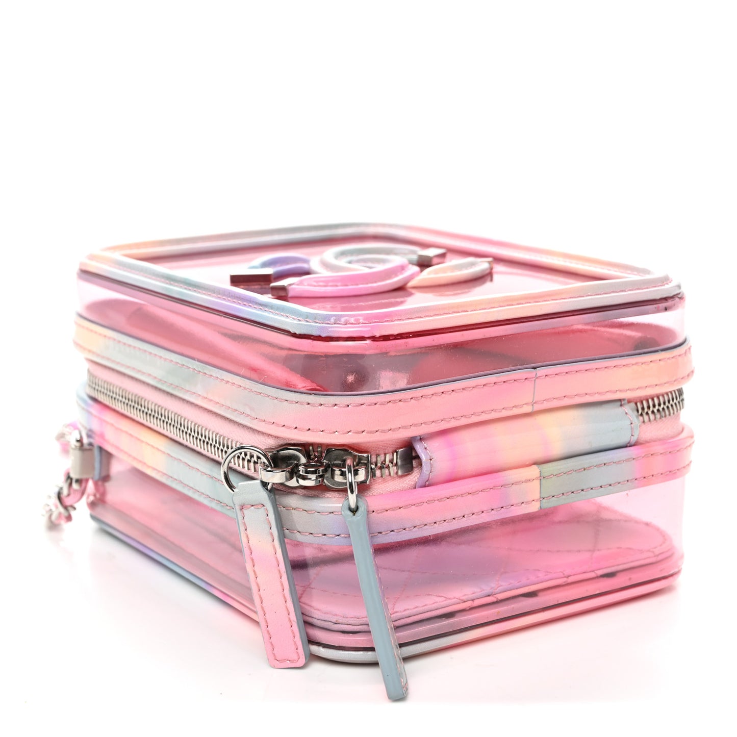 PVC Patent Calfskin Patent Lambskin Vertical Vanity Case Pink