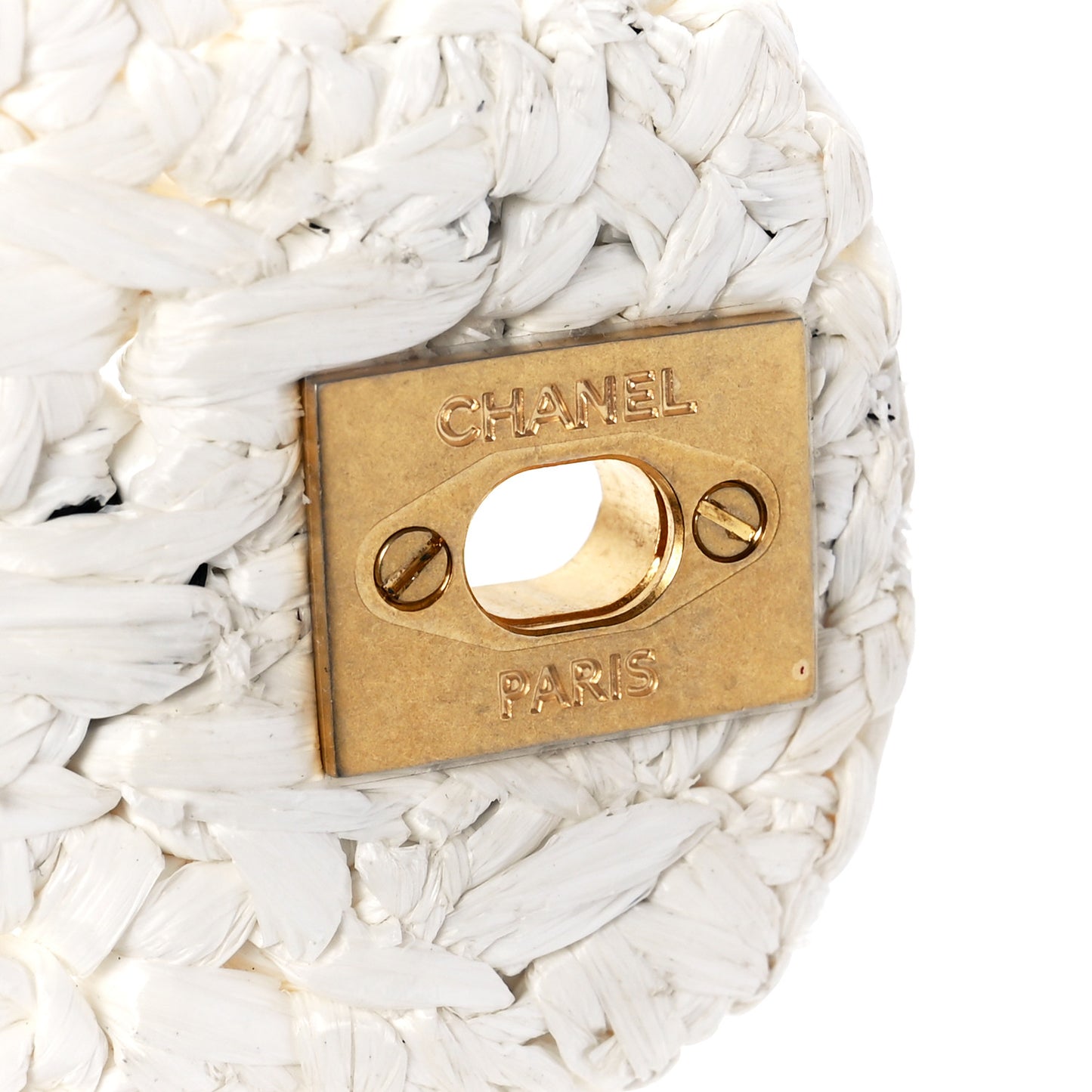Raffia Effect Tweedy Mini Flap Bag White Black