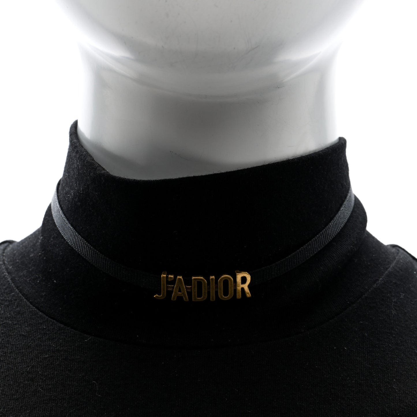 Grosgrain Ribbon J'Adior Logo Choker Necklace Black