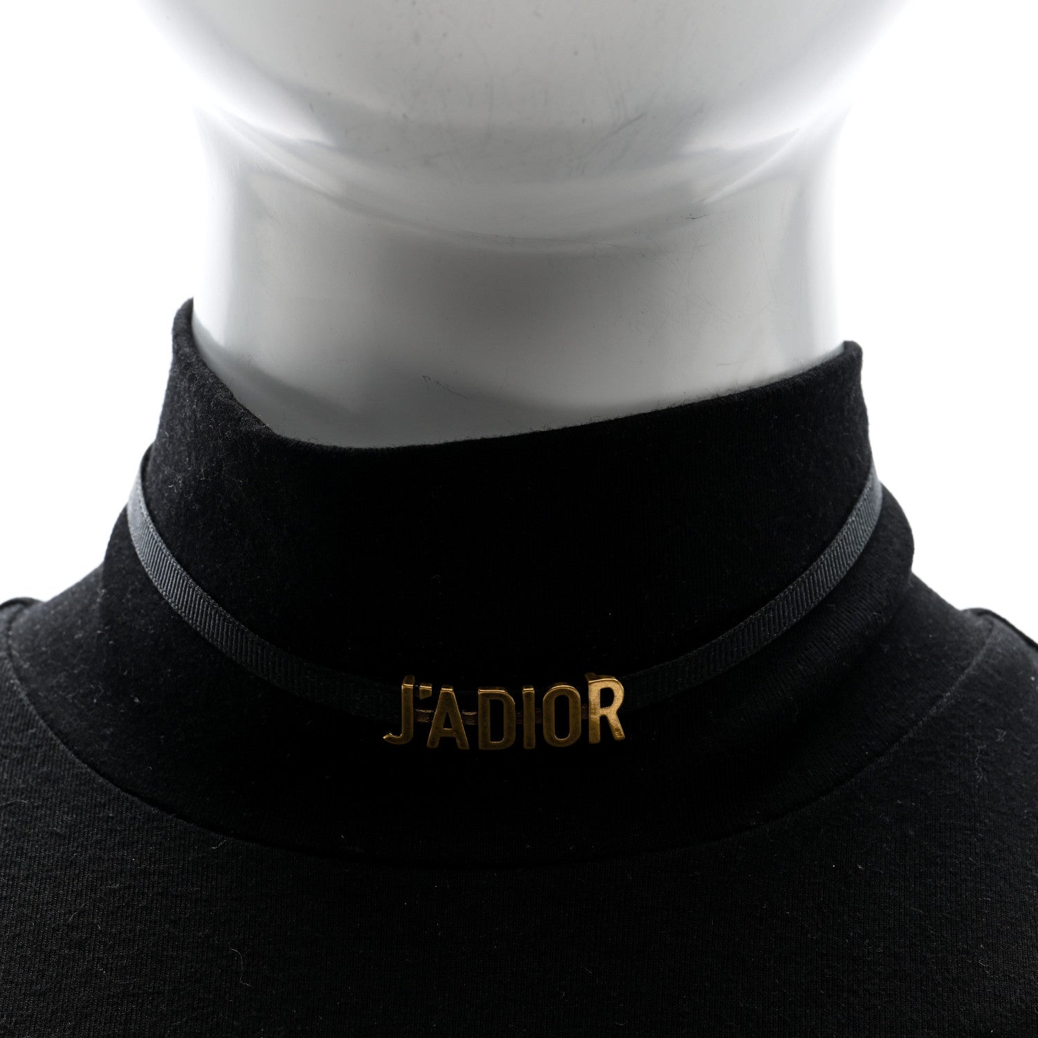 Christian Dior Grosgrain Ribbon J'Adior Logo Choker Necklace Black 2 of 4