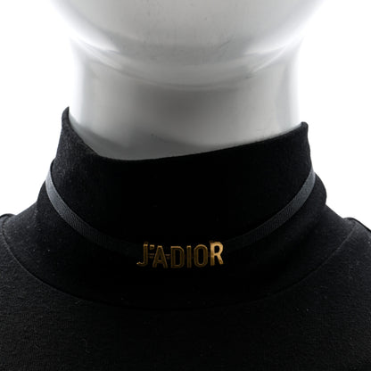 Christian Dior Grosgrain Ribbon J'Adior Logo Choker Necklace Black 2 of 4