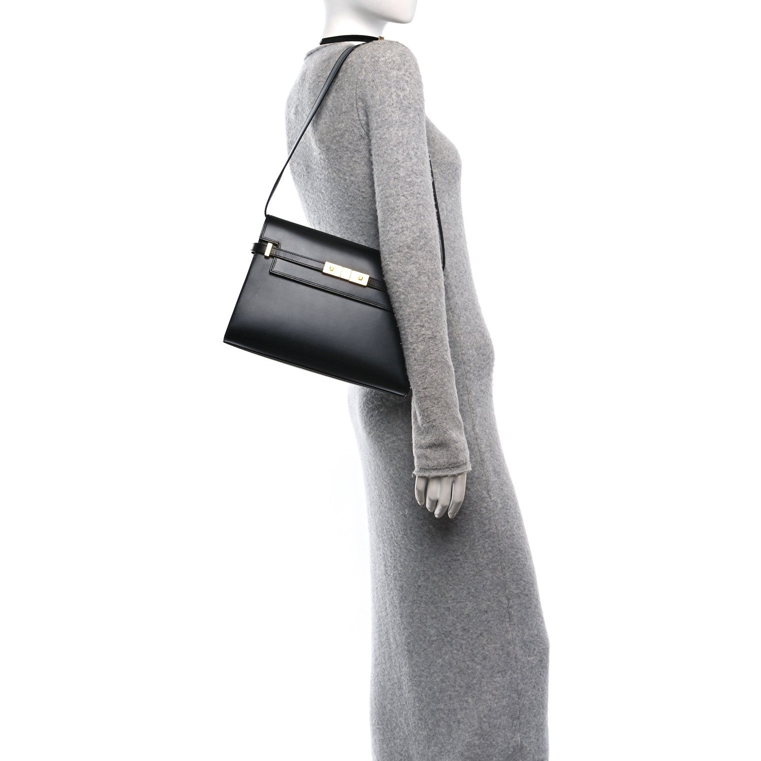 Saint Laurent Smooth Calfskin Manhattan Shoulder Bag Black 2 of 10